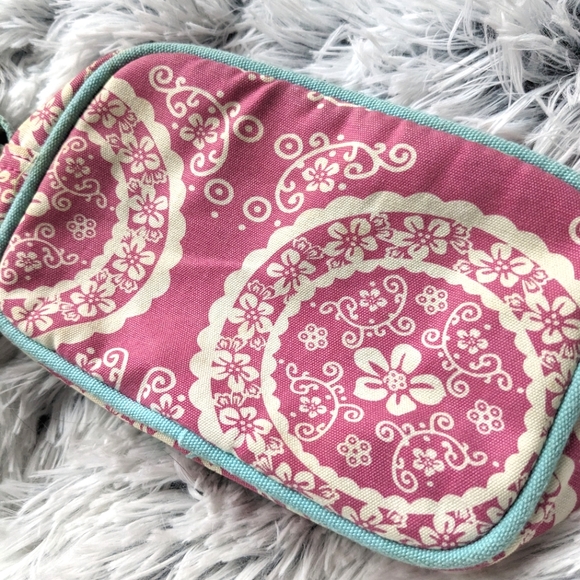 American Eagle Outfitters Handbags - Vintage Paisley Pink Blue American Eagle Cosmetic Bag Clutch Wristlet